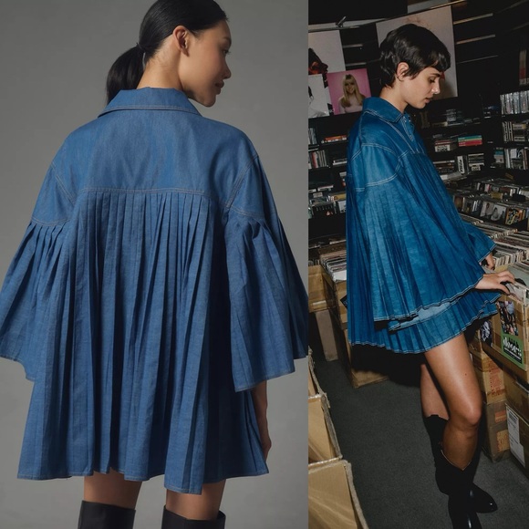 NWT Anthropologie Forever That Girl Katherine Denim Swing
Mini Dress Pleated - Picture 2 of 6
